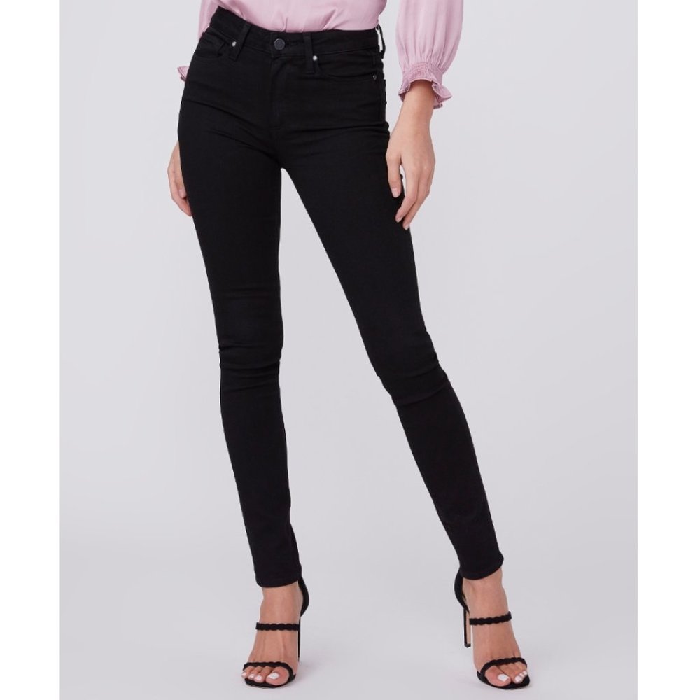 PAIGE Hoxton Ultra Skinny Jeans in Black Shadow, Size 28